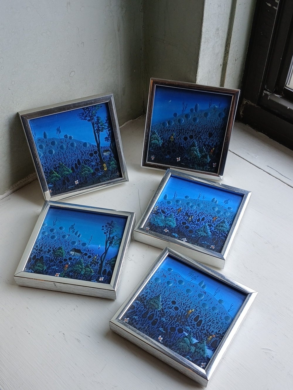Original Miniature  Landscape Paintings - Framed Set of 5 / Haitian Art